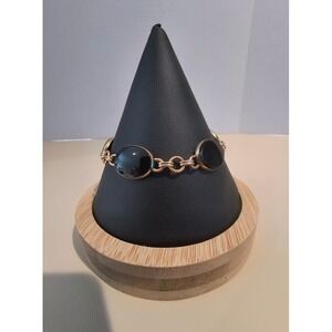 Vintage W. E. Richards Co. 1/20 12K GF Onyx Stone Link Bracelet